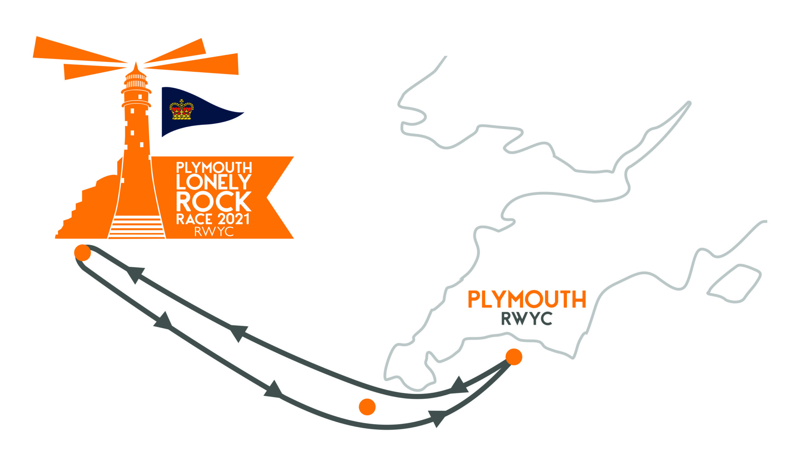 Plymouth Lonely Rock Race 2021 route logo